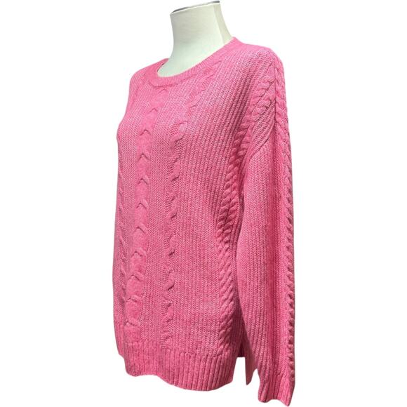 Cabi Elsa Oversized Cable Knit Sweater Pink Medium - Picture 4 of 7